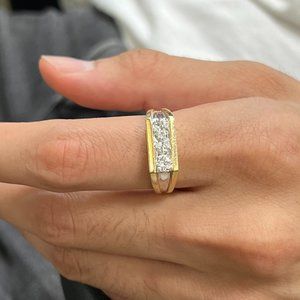 Rachel Koen 1.53Cttw Three Stone Diamond Men's Ring 14K Yellow Gold Size 10.50